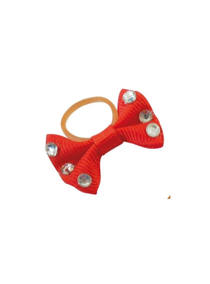 Gomas con lazos Equithème con cristalitos transparentes Blanco