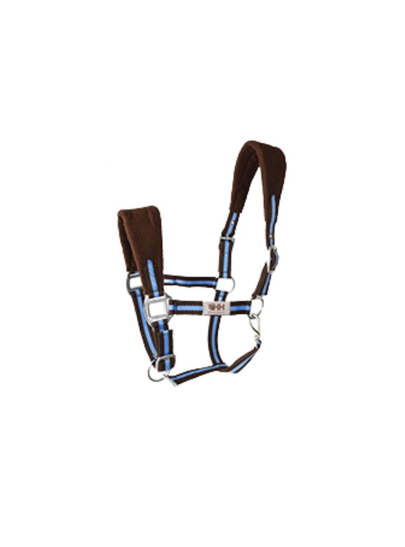 Cabezada Cuadra HH Nylon Doble Acolchada con Forro Rosa/Marrón