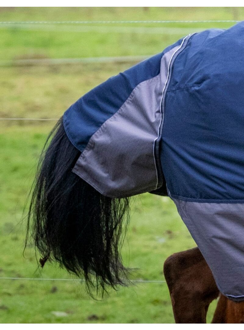 Manta de exterior impermeable Equithème 150 gr "Tyrex 600D" Marino/Gris