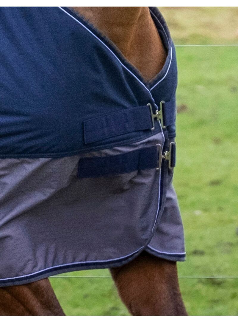 Manta de exterior impermeable Equithème 150 gr "Tyrex 600D" Marino/Gris
