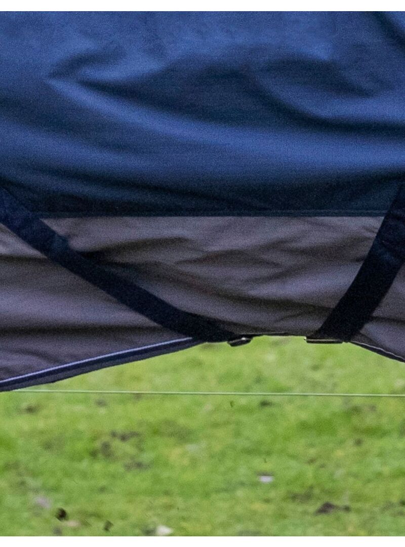 Manta de exterior impermeable Equithème 150 gr "Tyrex 600D" Marino/Gris
