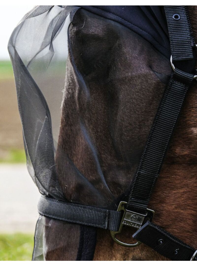 Cabezada de Cuadra + Máscara anti UV Equithème Negro