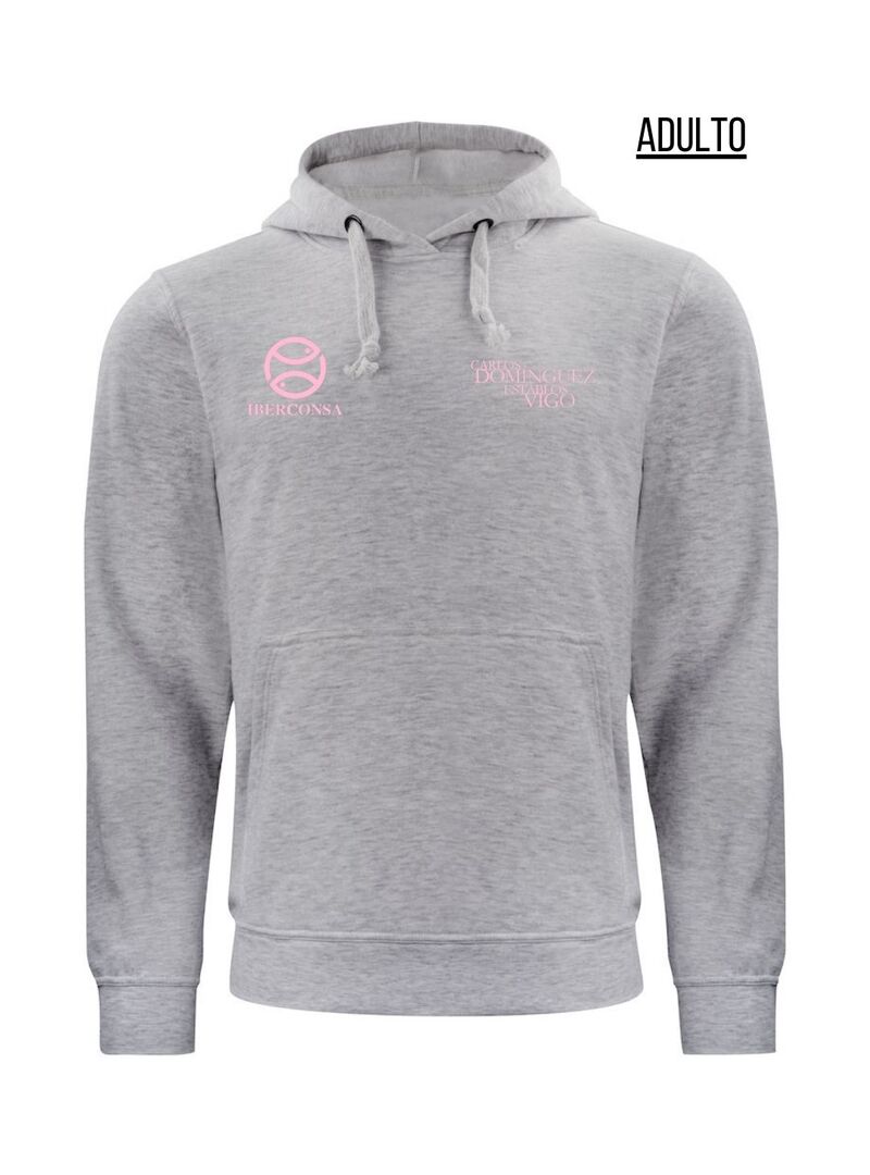 Sudadera con Capucha Adulto ESTABLOS VIGO Gris-Logo Rosa