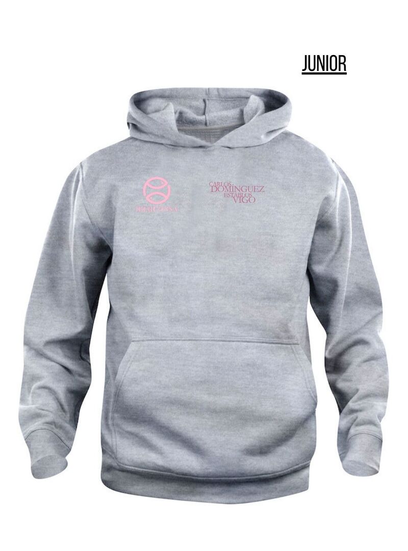 Sudadera con Capucha Junior ESTABLOS VIGO Gris-Logo Rosa