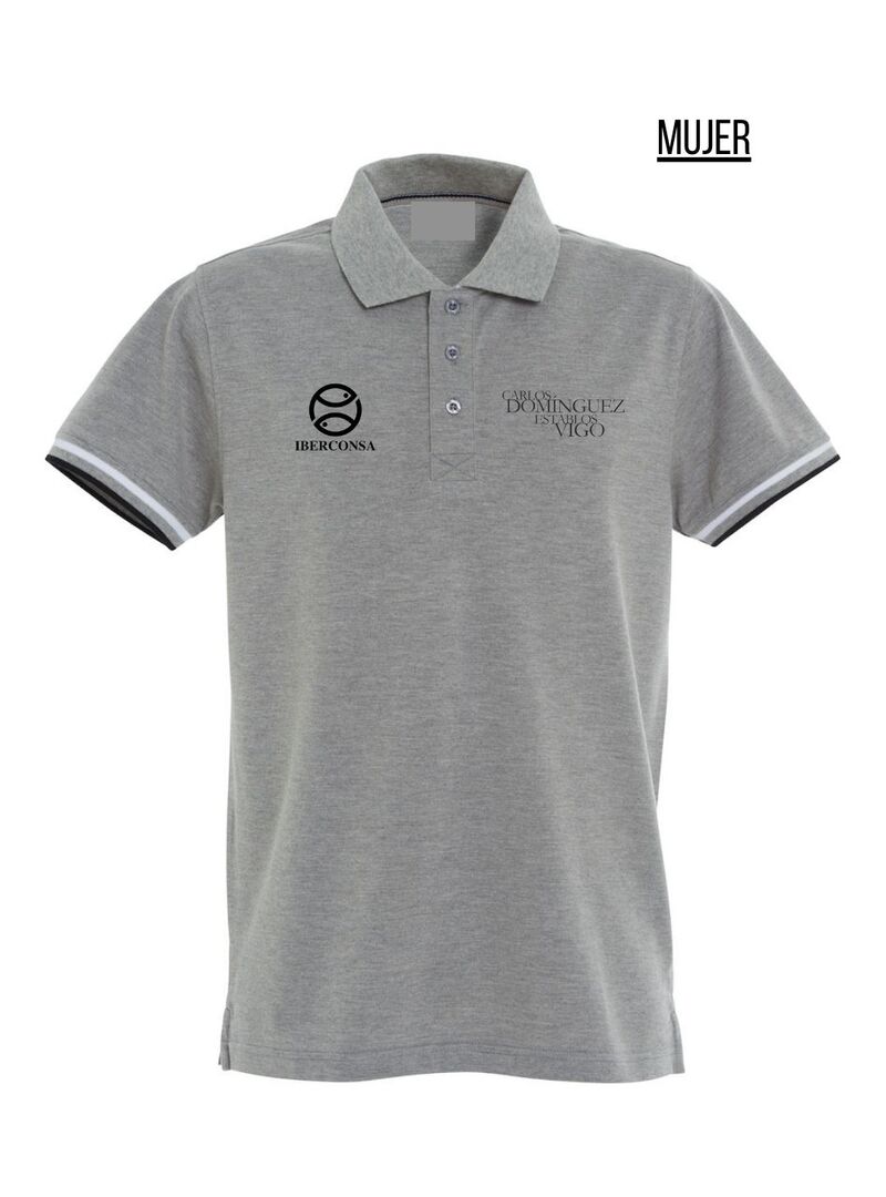 Polo Mujer ESTABLOS VIGO Gris-Logo Negro