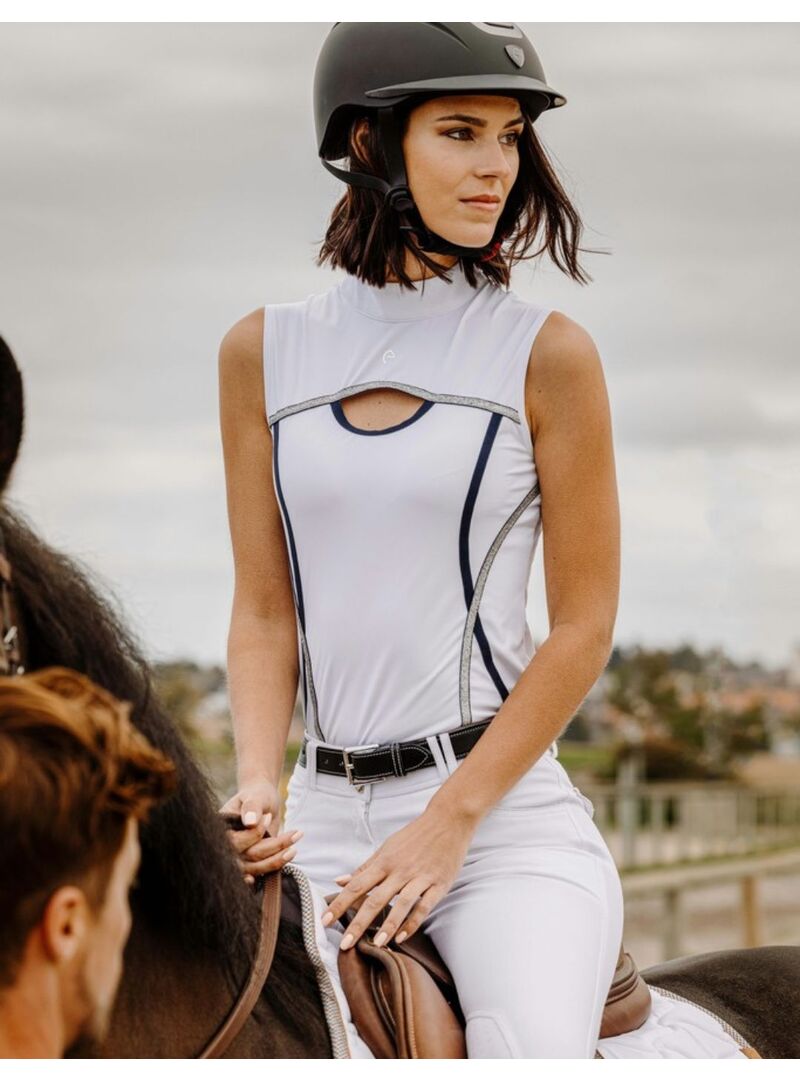 Polo Equithème “Puebla” Mujer Blanco/Gris