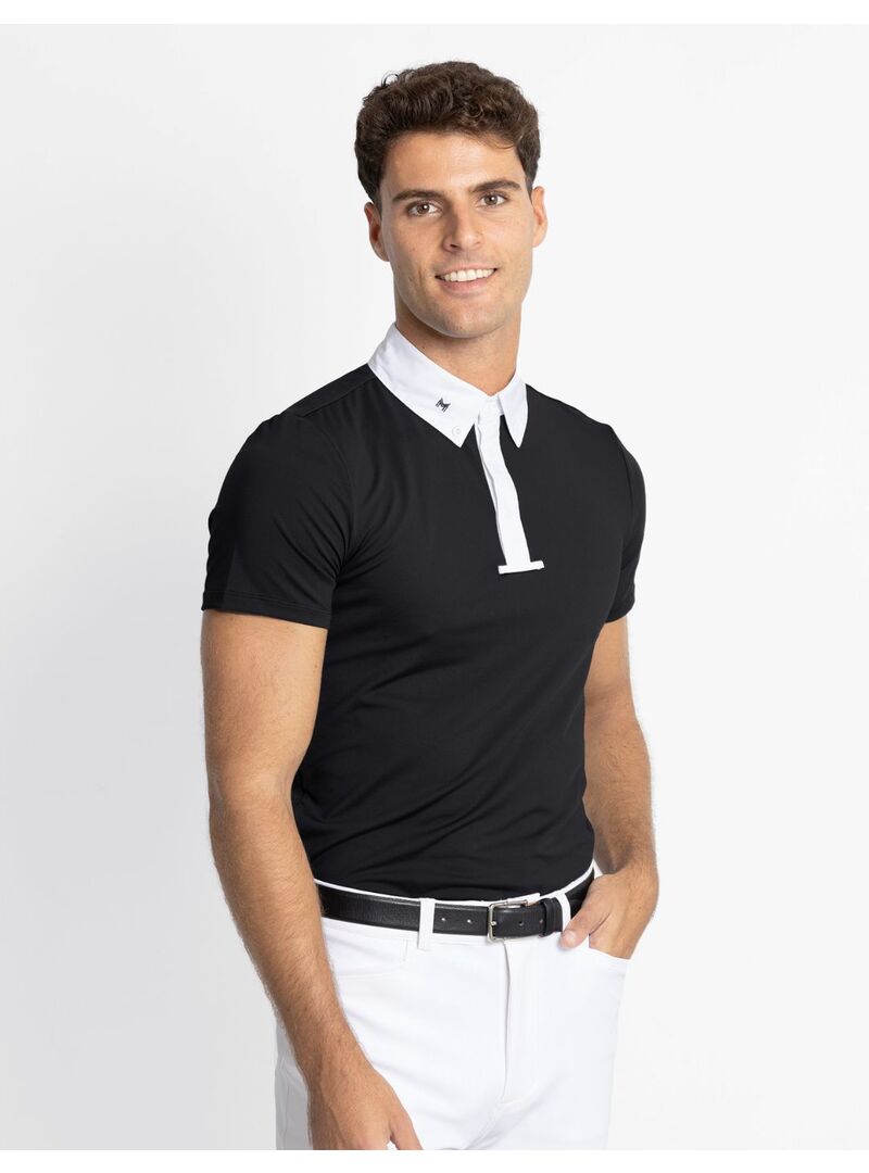Polo de Concurso Active Manga Hombre Maximilian Negro