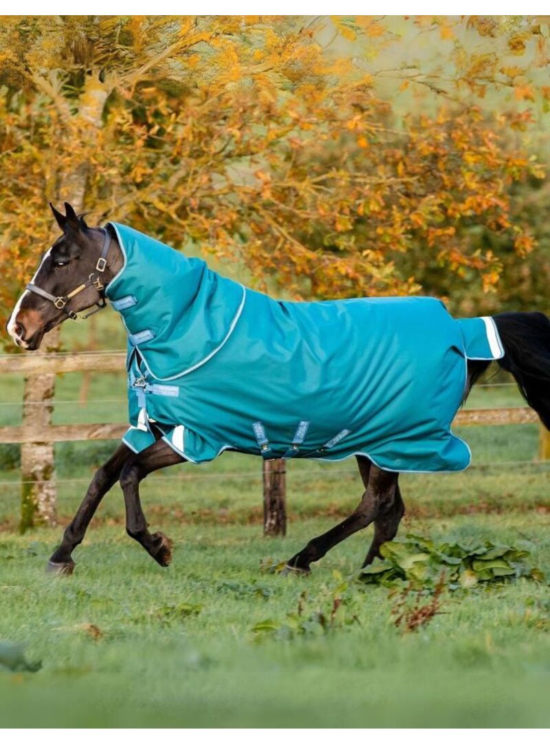 Manta Amigo Bravo 12 Plus con Cubrecuello Exterior Heavy (400g) Verde/Azul Turquesa