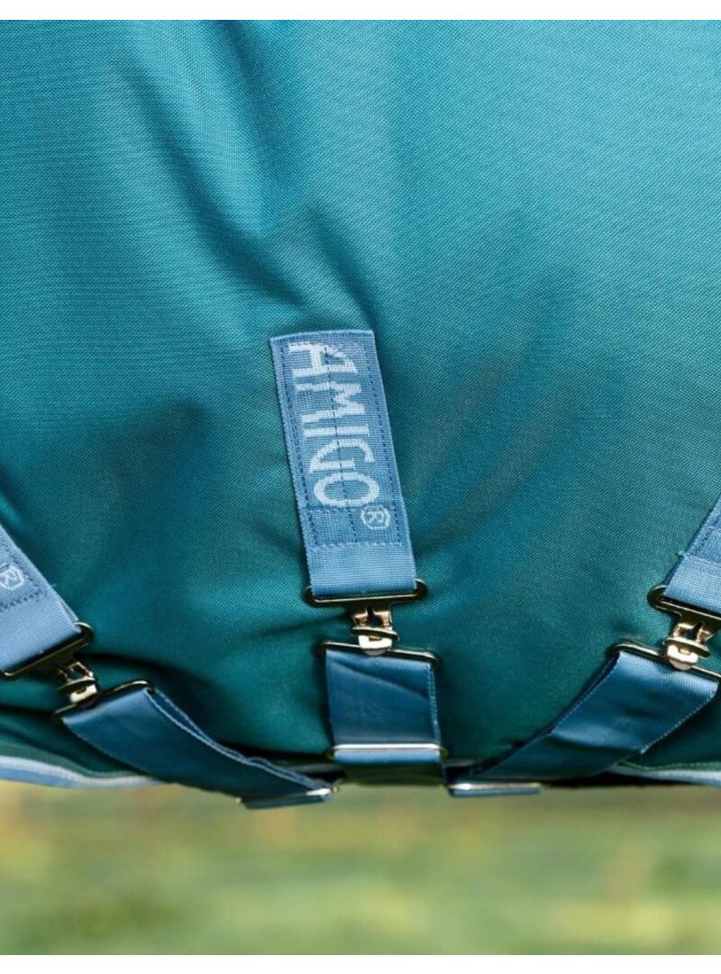 Manta Amigo Bravo 12 Plus con Cubrecuello Exterior Heavy (400g) Verde/Azul Turquesa