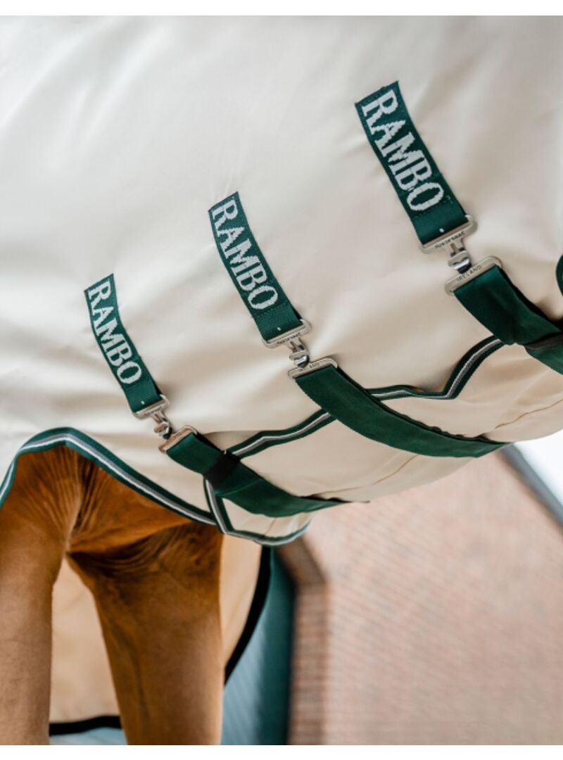 Manta Rambo Hoody Antimoscas con Cubrecuello Beige Claro/Verde